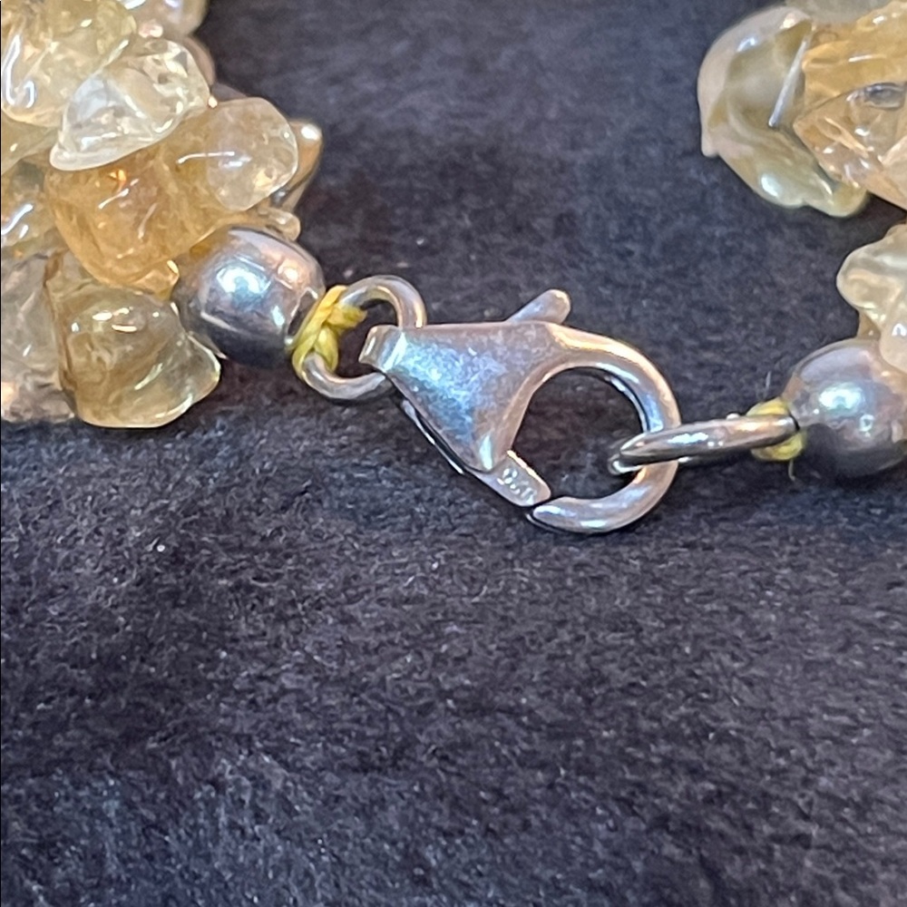 3 Row Natural Citrine Rock Bracelet with 925 Silver Clasp 7.25” - Picture 4 of 7